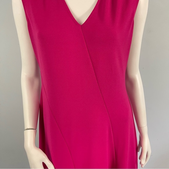 DKNY Sleeveless Midi Dress Asymmetrical Hem V-Neck - Small - Pink Cocktail Party - Picture 6 of 13